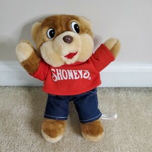 Vtg 1986 Shoney's Restaurant Plush Stuffed Teddy Bear Advertising Mascot Toy 11"